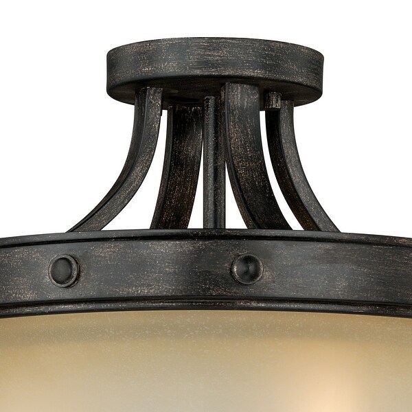 Halifax 14.5-in W Bronze Rustic Bowl Semi Flush Mount Ceiling Light Cream Glass - 14.5-in W x 12-in H x 14.5-in D