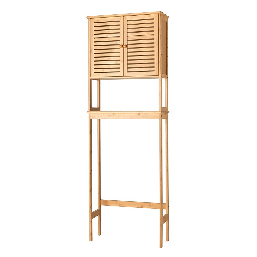 Over The Toilet Bathroom Cabinet with 2 Doors and 1 Shelf  Bamboo