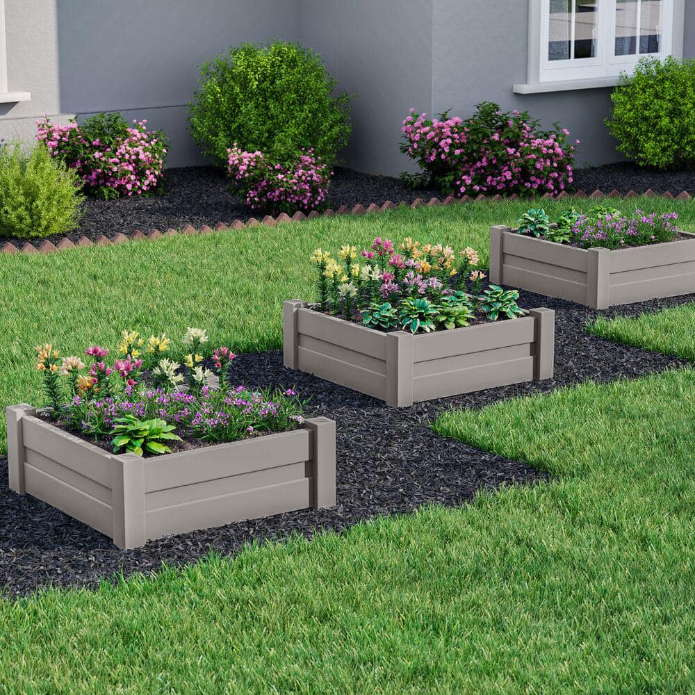 Barrette Outdoor Living 3 ft x 3 ft Gray Raised Garden Bed 73053441