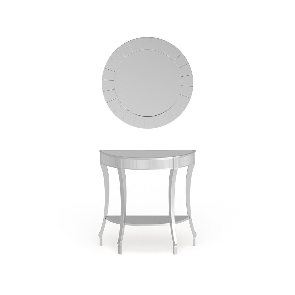 White Fir Glam Console Table with Mirror (Set of 2)   32 x 14 x 32