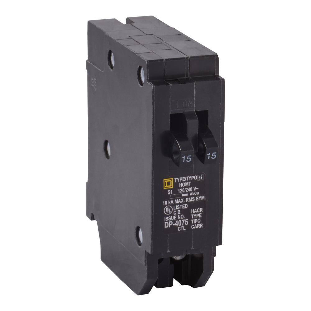 Square D Homeline 2-15 Amp Single-Pole Tandem Circuit Breaker HOMT1515CP