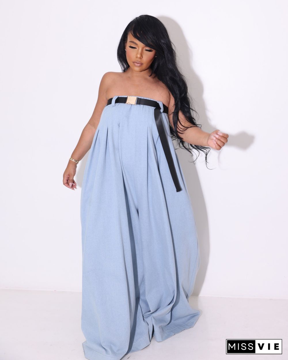 Loose Baggy Strapless Wide Leg Jumpsuits