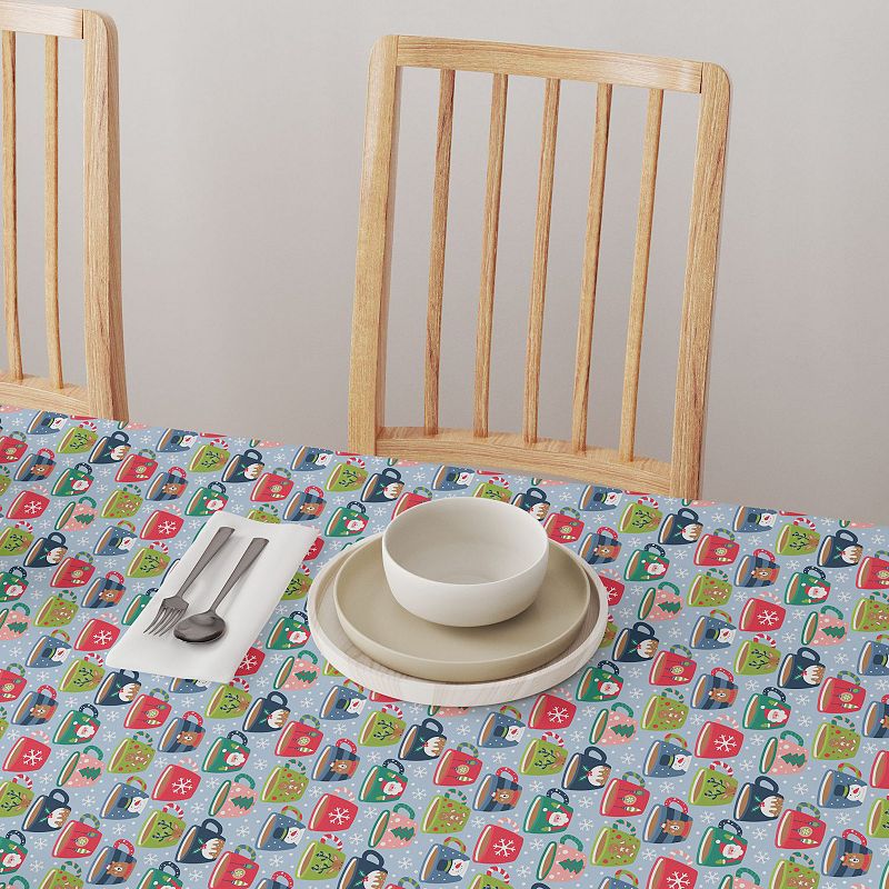 Square Tablecloth， 100% Polyester， 70x70， Holiday Hot Cocoa Mugs