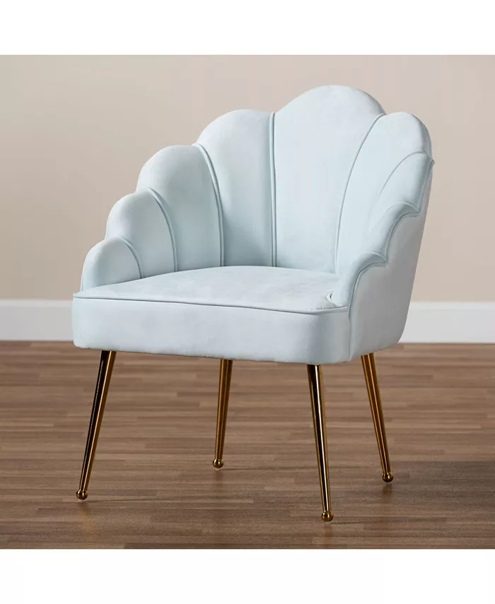 Furniture Furniture Cinzia Glam and Luxe Upholstered Seashell Shaped Accent Chair