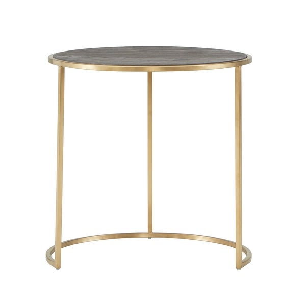 Subira Antique Gold Finished Metal and Reclaimed Wood Round Nesting End Table Set by iNSPIRE Q Bold