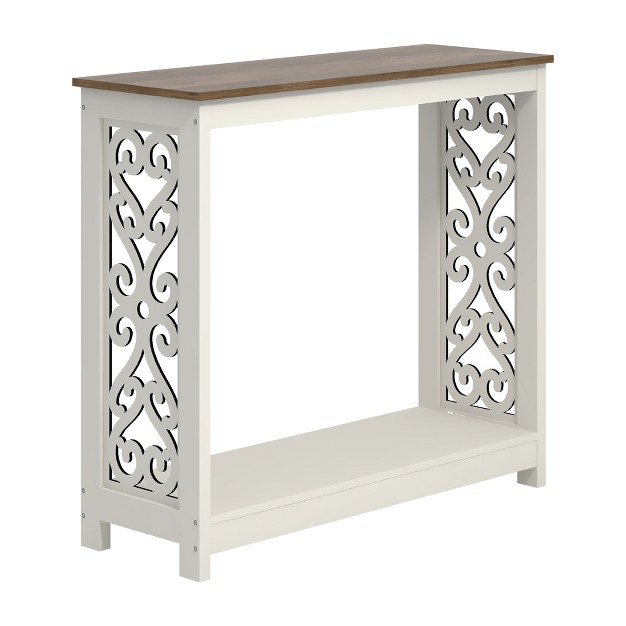 Galano Nagata 38 1 In Ivory With Knotty Oak Rectangular Engineer Wood Console Table