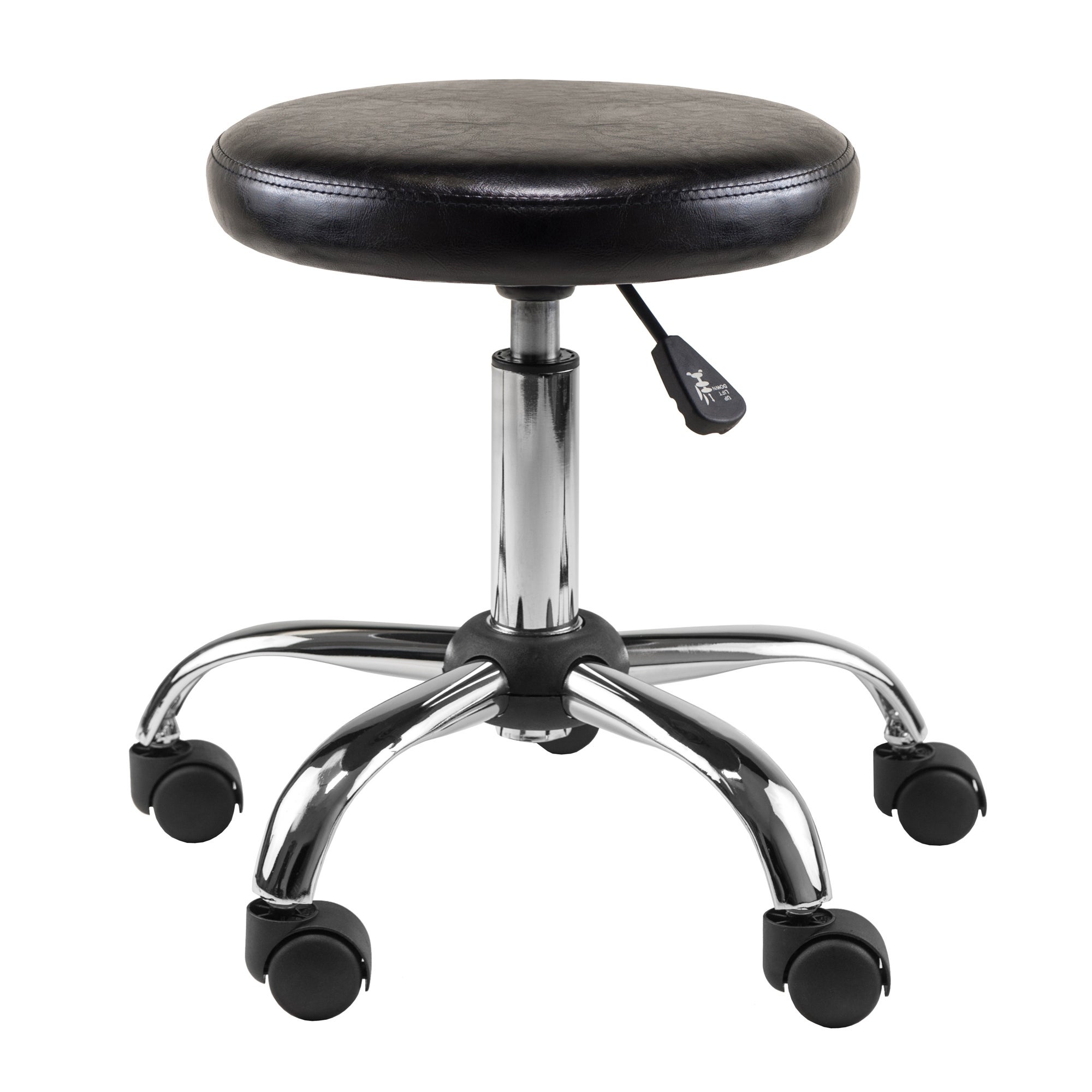 Clark Adjustable Cushion Seat Swivel Stool， Black and Chrome - Black / Metal - 21.97