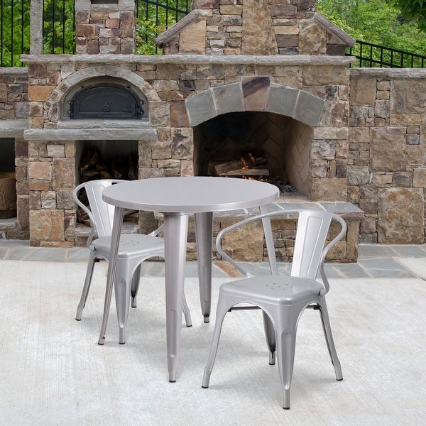 30'-inch Round Metal Indoor-Outdoor Table Set