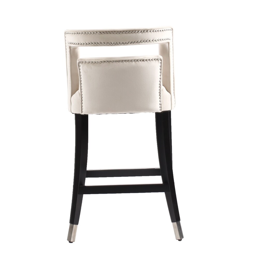 Velvet Barstool with nailheads Living Room Chair 2 pcs Set   26 inch Seater height