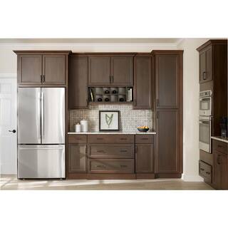 Hampton Bay Shaker Assembled 36x24x24 in. Above Refrigerator Deep Wall Bridge Kitchen Cabinet in Brindle KW362424-BDL