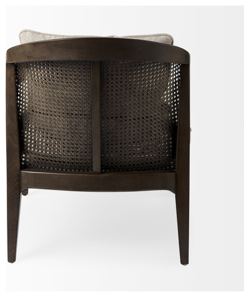 Landon Light Gray Fabric w/ Dark Brown Solid Wood  ampCane Back Accent Chair   Tropical   Armchairs And Accent Chairs   by Mercana  Houzz