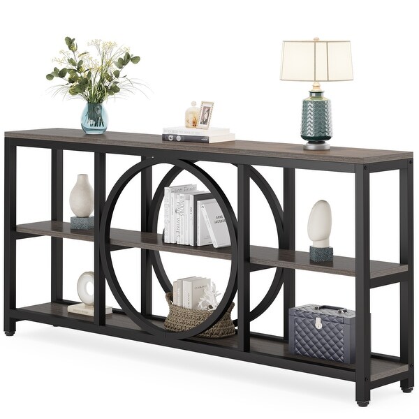 Sofa Console Table， 3 Tiers Industrial Narrow Long Sofa Table