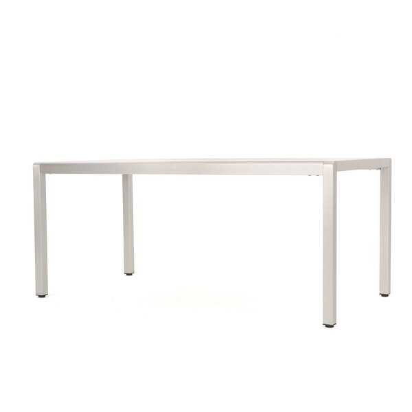 Cape Coral Outdoor Aluminum Dining Table with Tempered Glass Table Top by Christopher Knight Home