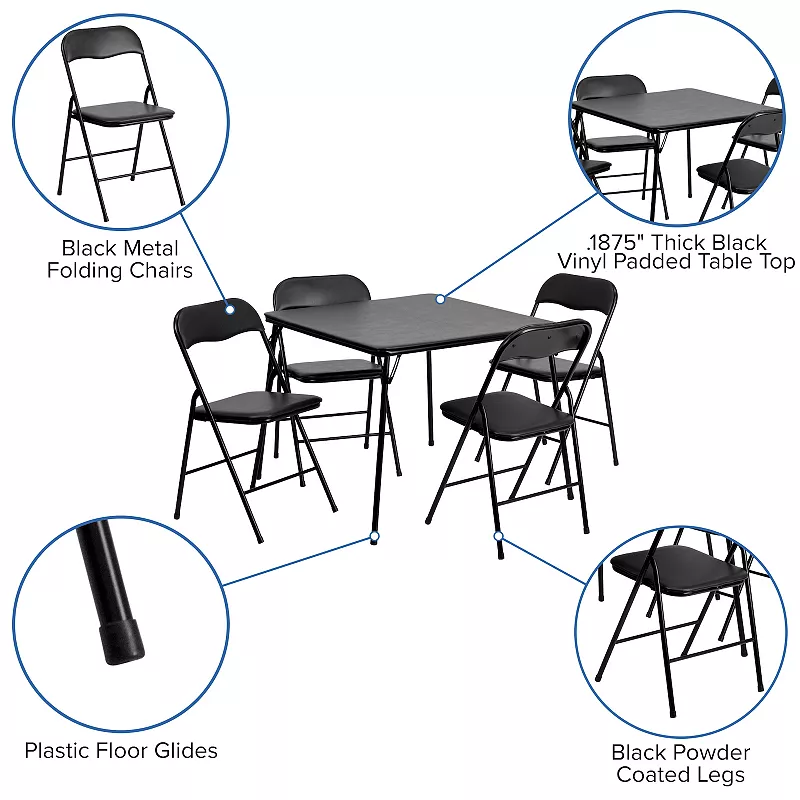 Flash Furniture Folding Card Table and Chair 5-piece Set