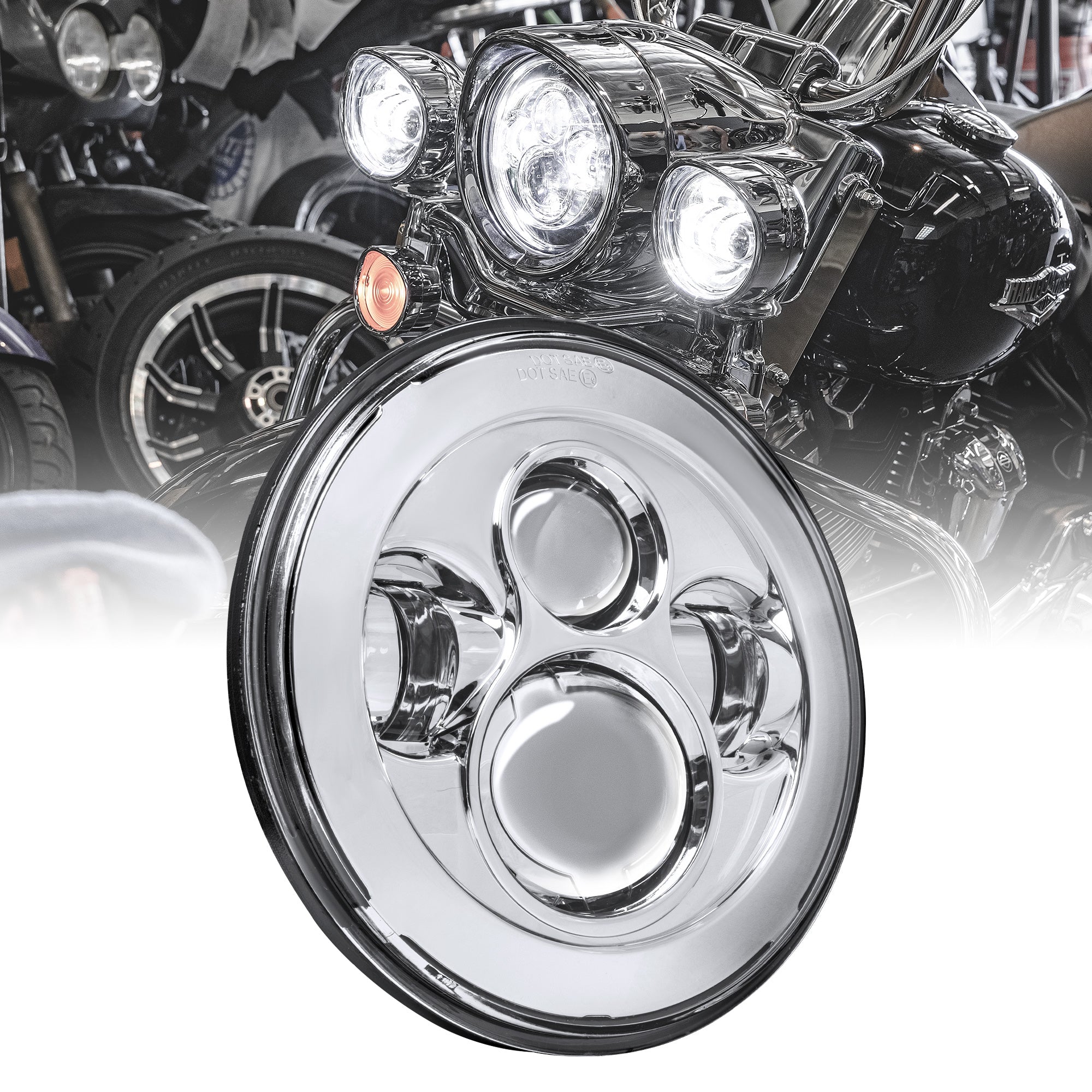 Chrome 7-inch H4 CREE LED Headlights for Harley Davidson Electra Glide Road King