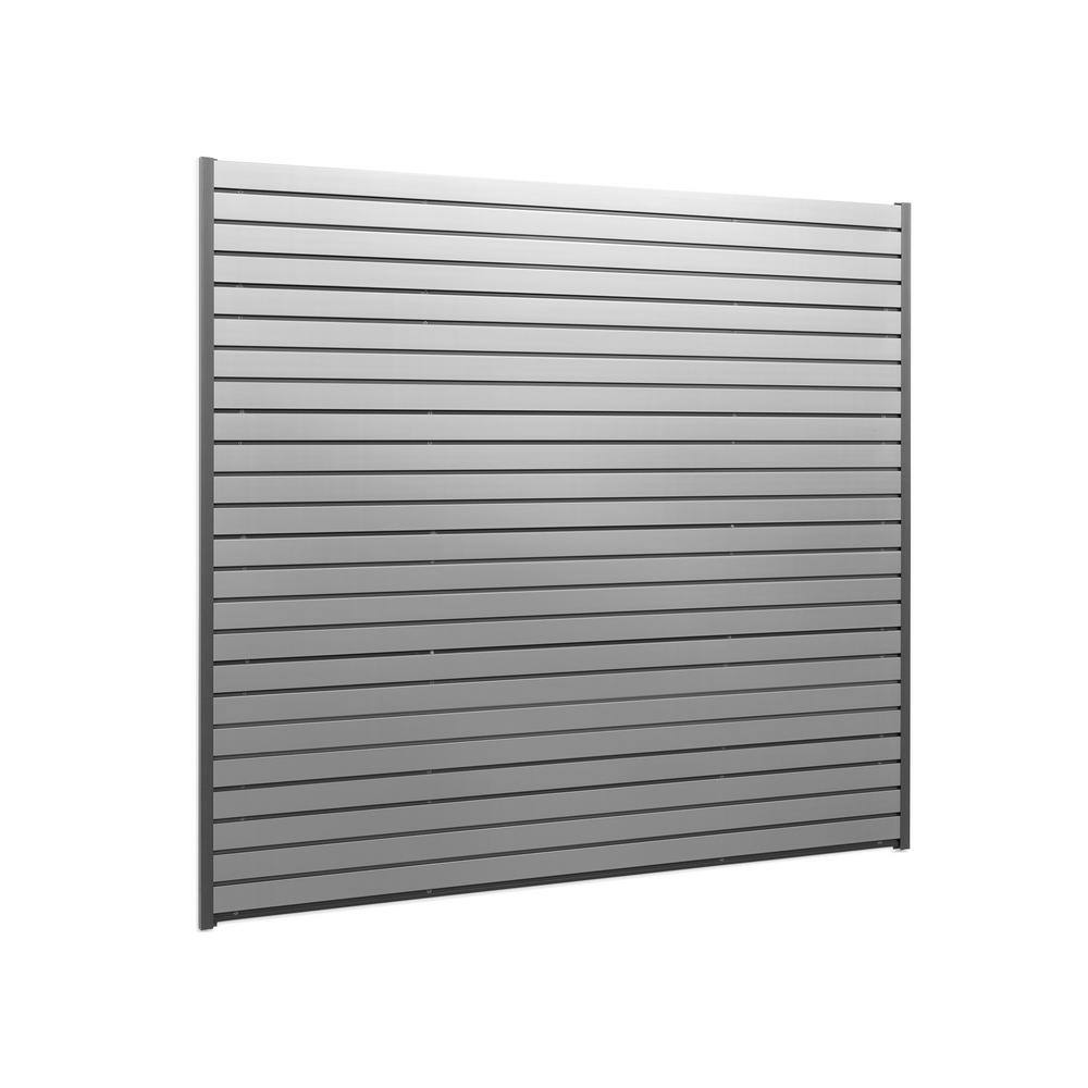 NewAge Products 71.75 in. H x 80 in. W PVC Slat Wall Panel Set in Silver (40 sq. ft.) 51777