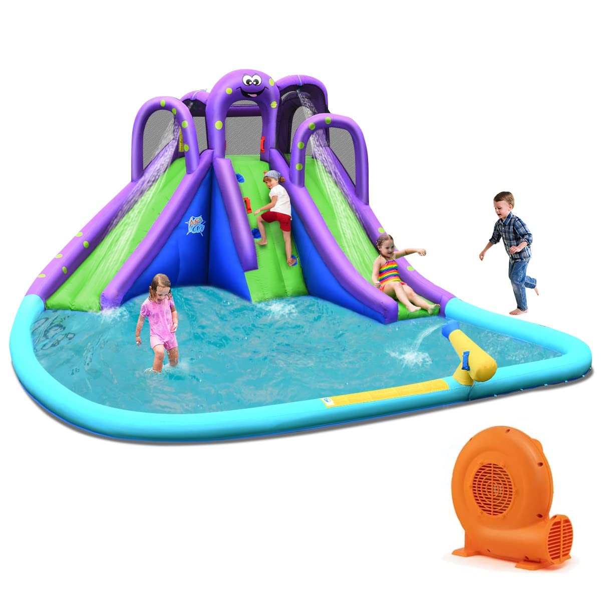 BOUNTECH Inflatable Water Park | Mighty Bounce House w/ Large Splash Pool