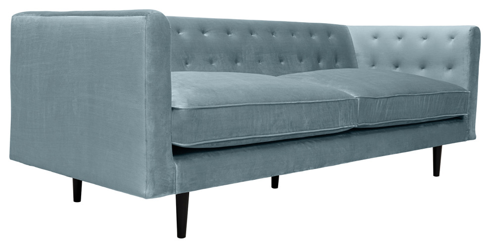 Annabelle 80 quotBluestone Velvet Sofa with Black Wood Legs   Modern   Sofas   by Armen Living  Houzz