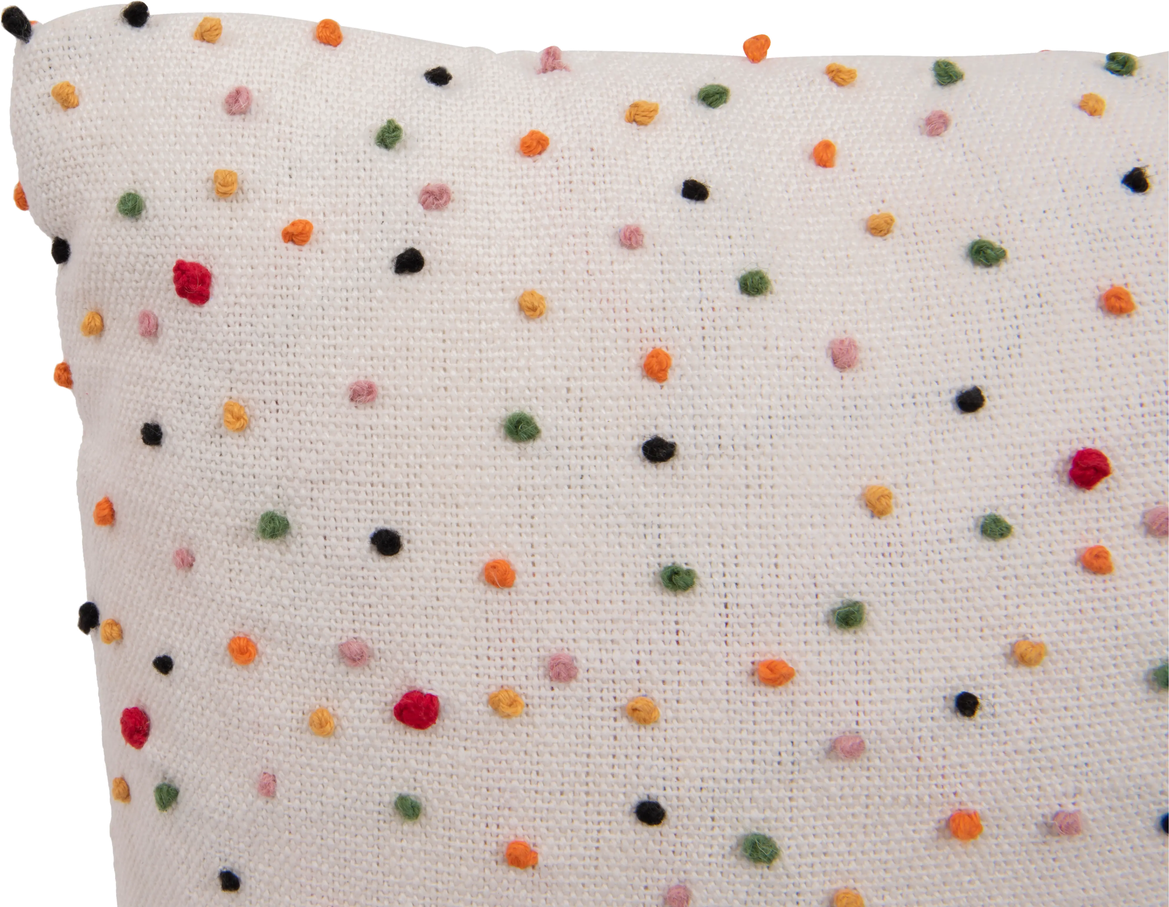 Cotton Throw Pillow with Multi Color French Knots