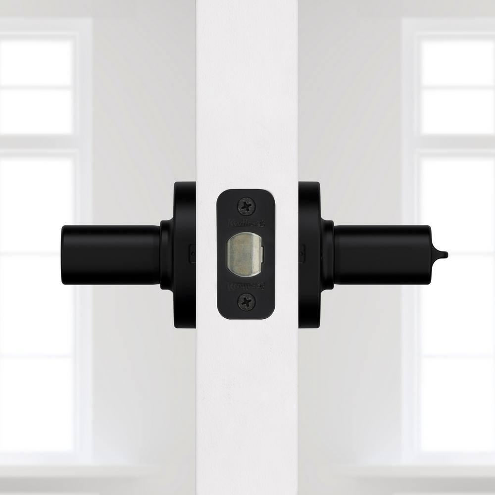 Kwikset Hollis Round Rose Matte Black Keyed Entry Door Lever featuring SmartKey Security 405HSLRDT514SMT