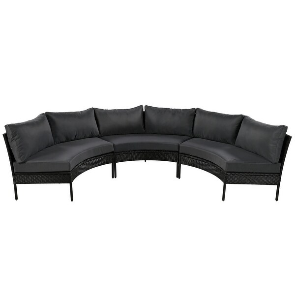 3 Piece Patio Furniture Set，Curved Outdoor Conversation Set，All Weather Sectional Sofa，Beautiful Curved Outdoor Sofa