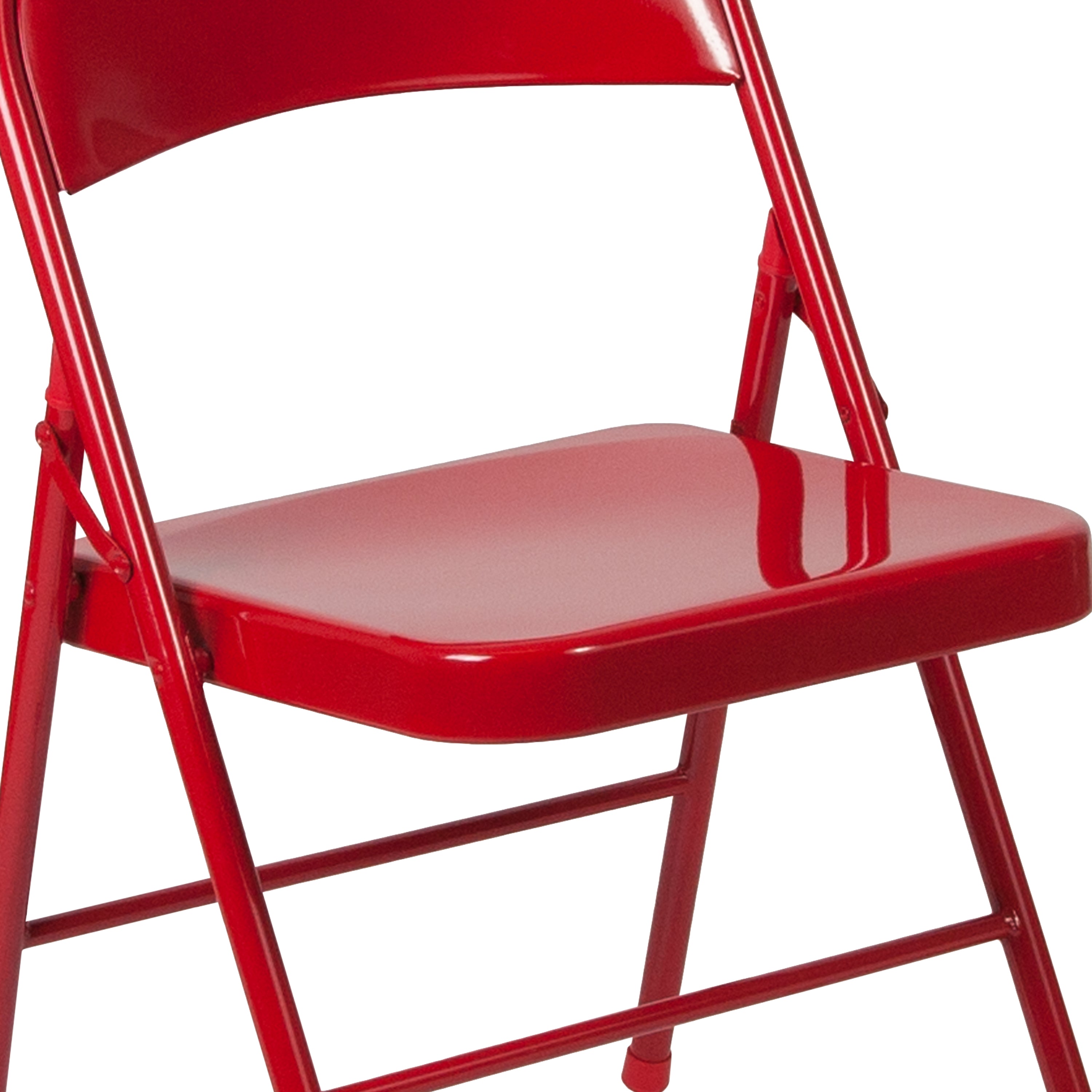 Emma + Oliver 2 Pack Double Braced Red Metal Folding Chair