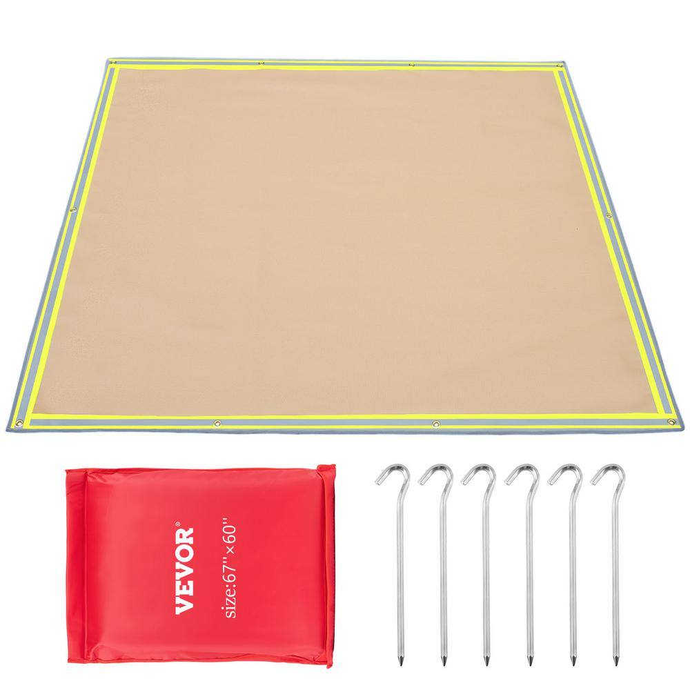 VEVOR Emergency Fire Pit Mat 67 in. x 60 in. Welding Blanket 1022F Fiberglass with 10 Steel Grommets for BBQ Oven Stove HTHSBDDW67X60N6UDV0