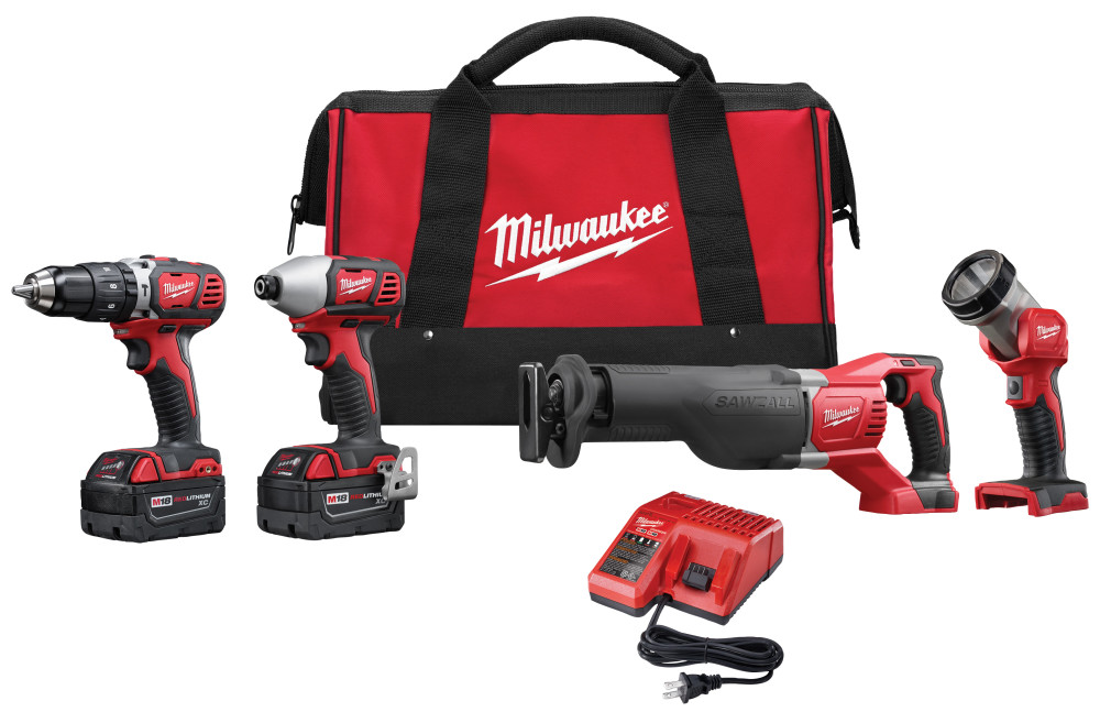 Milwaukee M18 Cordless Lithium-Ion 4-Tool Combo Kit 2696-24 from Milwaukee