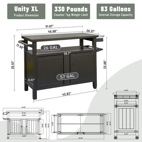 Metal Grill Carts Outdoor Storage Cabinet with Wheels