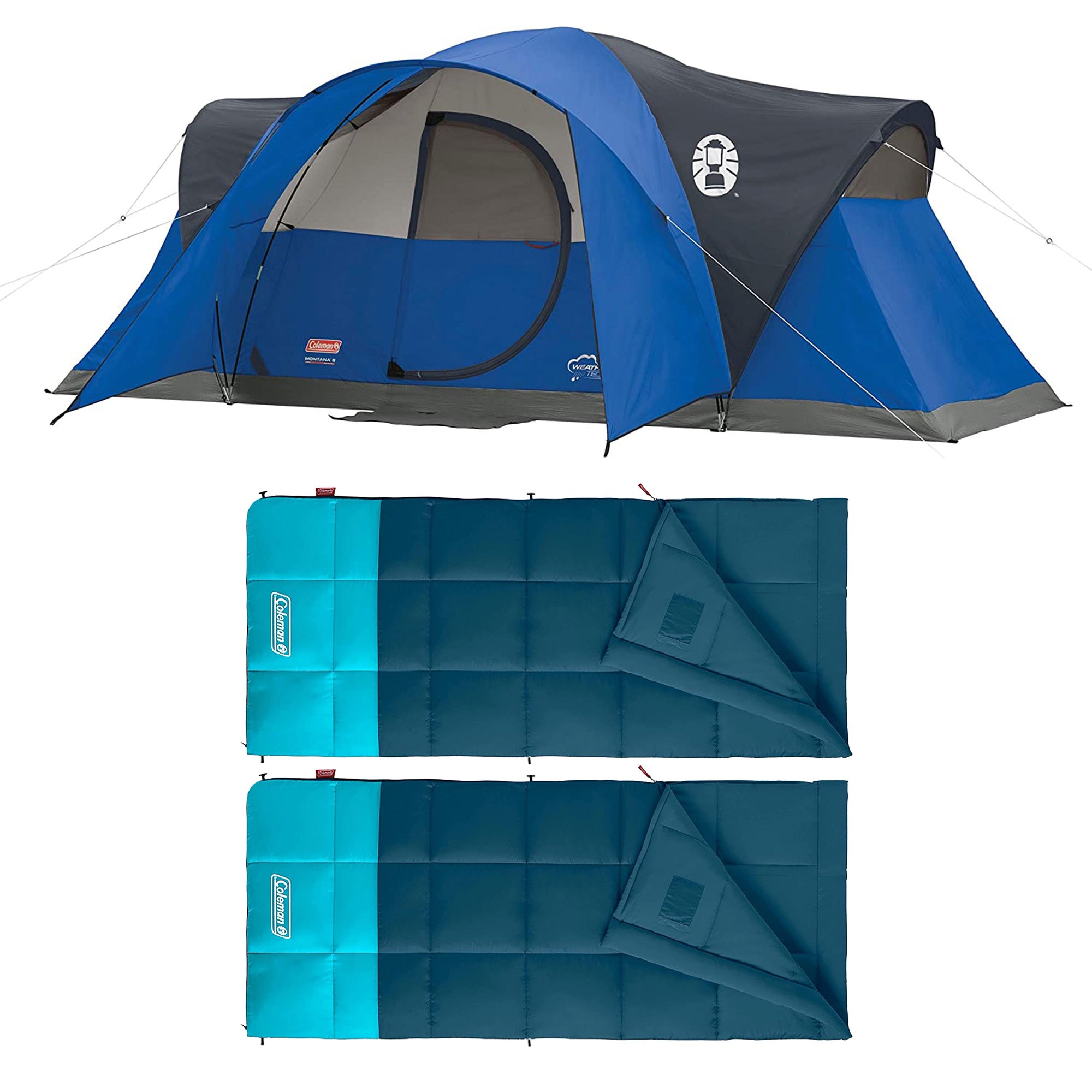 Coleman Montana 8 Person Tent and Kompact 20 Degree F Sleeping Bag (2 Pack)