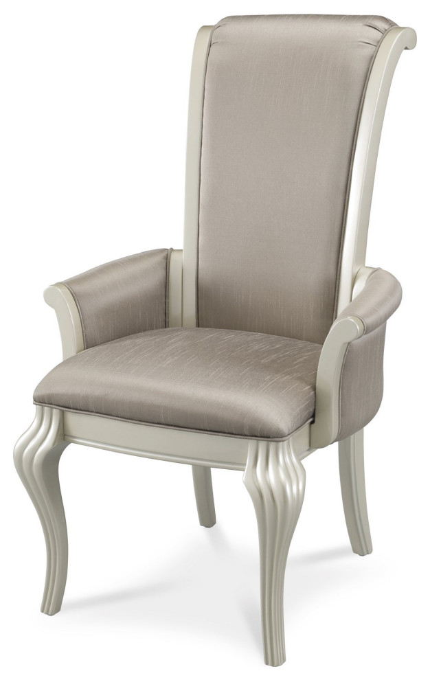 Aico Amini Hollywood Swank  Dining 1 Arm Chair in Pearl Caviar   Traditional   Dining Chairs   by AMOC  Houzz