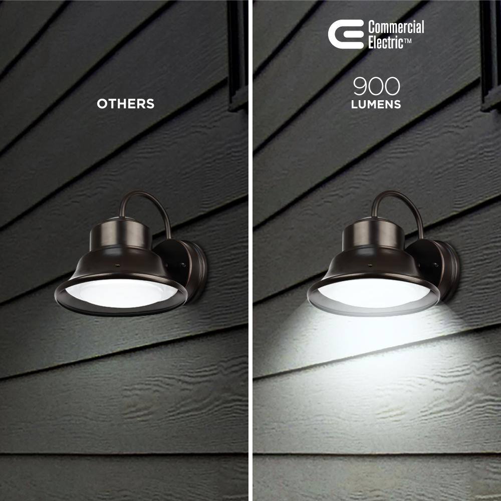 Commercial Electric 60- Watt Equivalent Integrated LED Bronze Security Bell Dusk to Dawn Photocell Sensor Outdoor Wall Pack Light 5000K S8BWM850DDBZHD