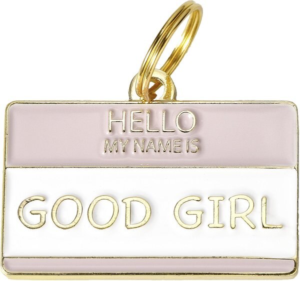 Two Tails Pet Company Hello My Name Is Good Girl Personalized Dog and Cat ID Tag