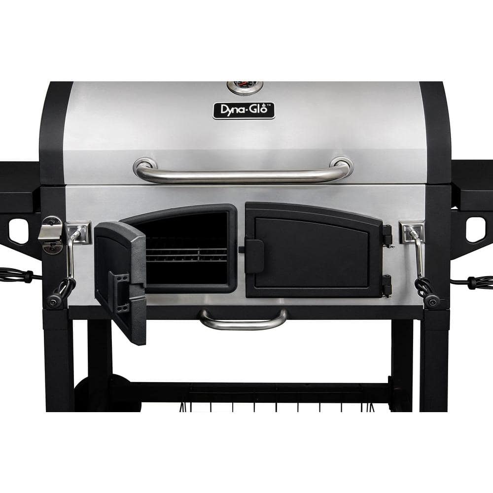 Dyna-Glo Heavy-Duty Extra-Large Dual Chamber Charcoal Grill in Black and Stainless Steel DGN576SNC-D