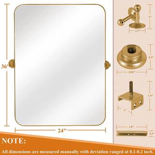 NEUTYPE 24 in. W x 36 in. H Modern Rectangle Metal Framed Pivoted Wall Vanity Mirror TY-MR05072