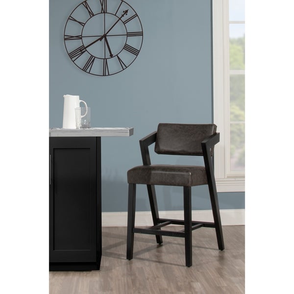 Strick and Bolton Kendrick Black-washed Fabric/ Wood Counter Stool