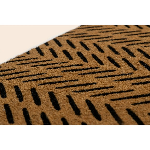 Fishbone Indoor outdoor Coir Doormat Black natural Entryways