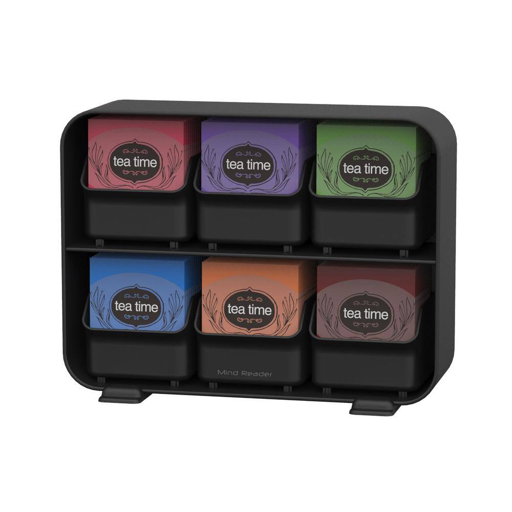 Mind Reader Clutch 6-Drawer 90-Bag Black Tea Bag Holder STBORG-BLK