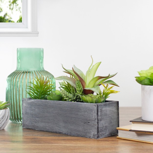 Artificial Mixed Succulent Plants In A Rectangular Planter