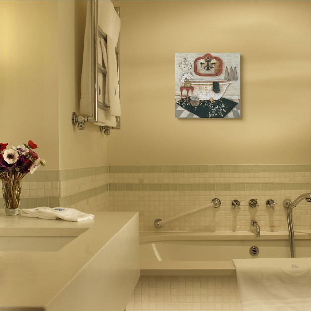 Stupell Industries Bathroom Interior Soft Vintage Home Charm Gallery Wrapped Canvas Wall Art 17 X 17