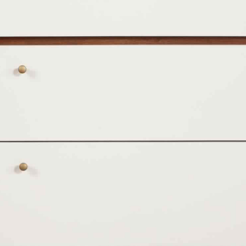 Benzara BM220498 3 Drawer Wood Chest with Round Pulls  ampAngled Legs  White/Brown   Midcentury   Accent Chests And Cabinets   by Uber Bazaar  Houzz