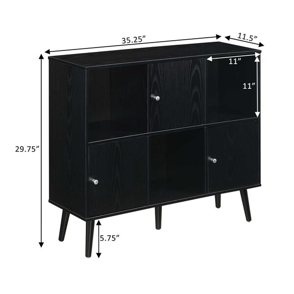 Black Three Door Cabinet Console Table