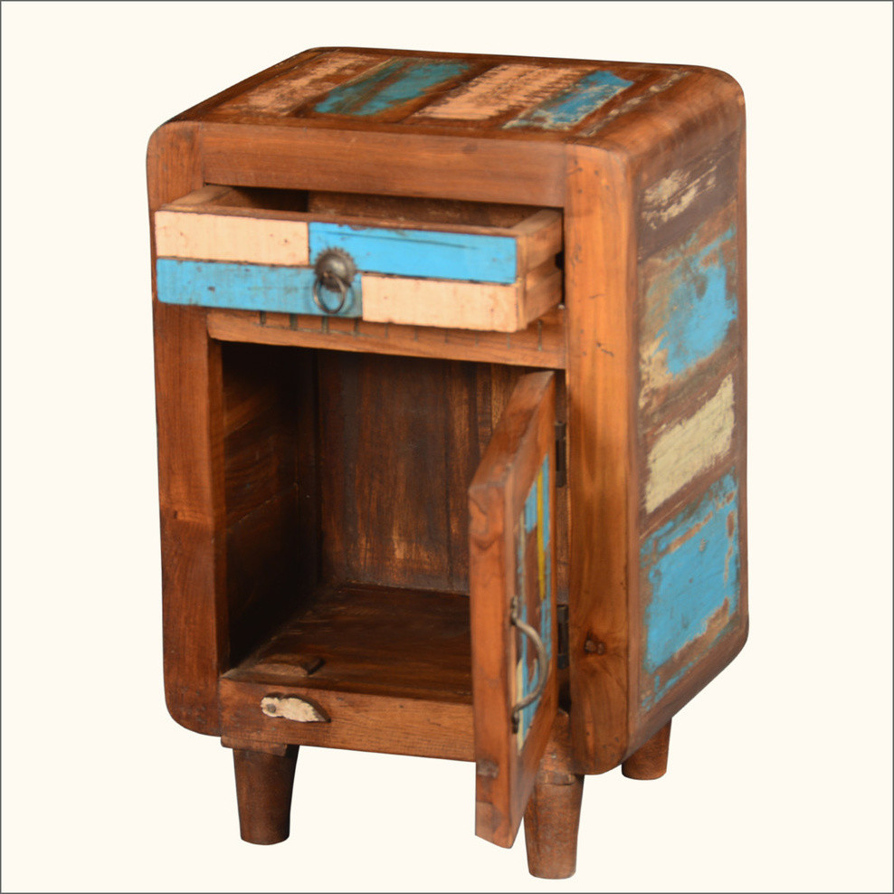 Azalia Rustic Reclaimed Wood 1 Drawer Bedside Nightstand   Eclectic   Side Tables And End Tables   by Sierra Living Concepts Inc  Houzz