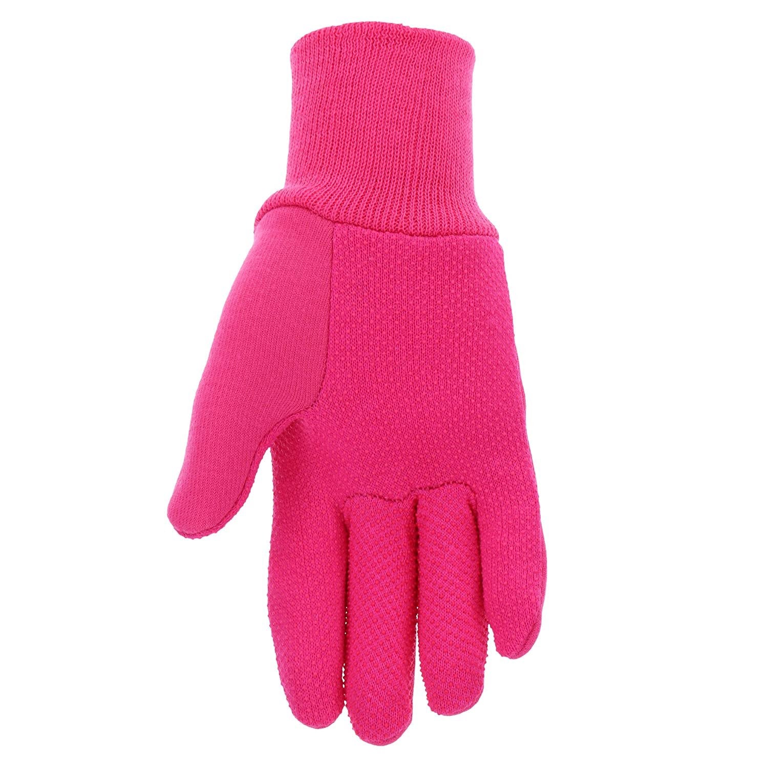 John Deere JD00003 Jersey Gloves - 10 oz Jersey Gloves for Youth, Ribbed Knit Wrist, Polyester/Cotton Fabric, Straight Thumb, Pink