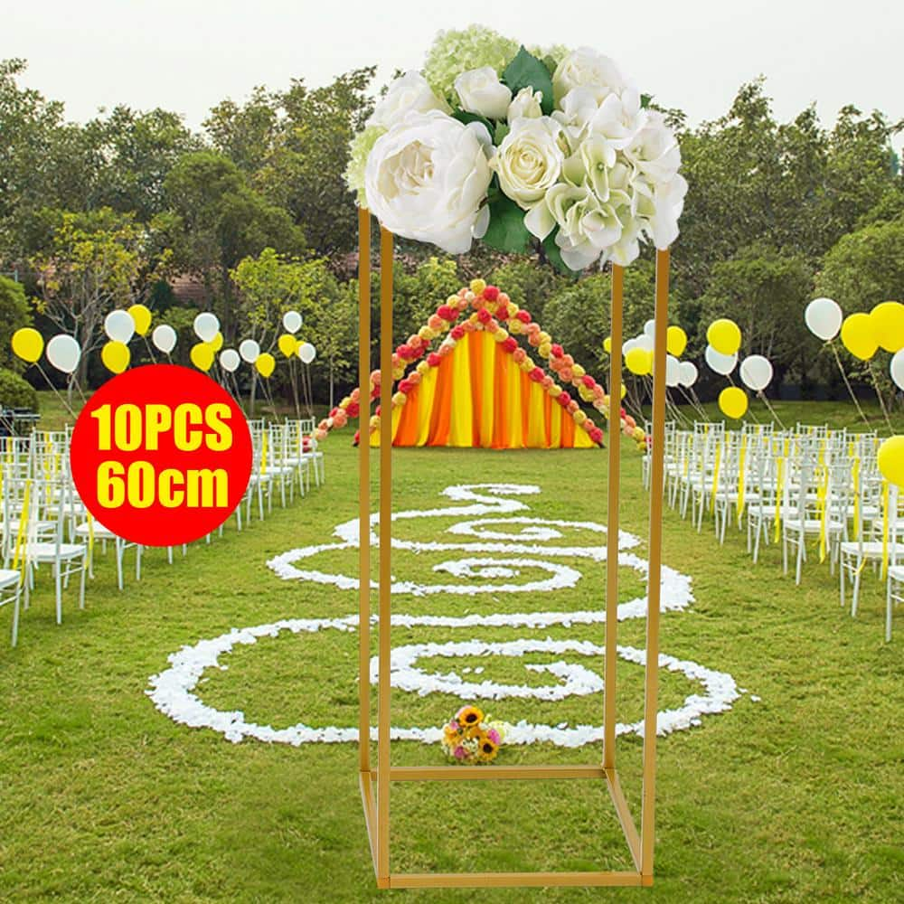 YIYIBYUS 10-Pieces Metal Gold Wedding Flower Stand Party Wedding Decoration Stand Flower Display Rack OT-ZJGJ-3722-1