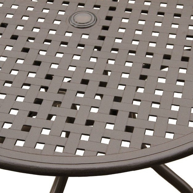 Modern Mesh Aluminum Round Patio Dining Table Brown Oakland Living Uv amp Weather resistant