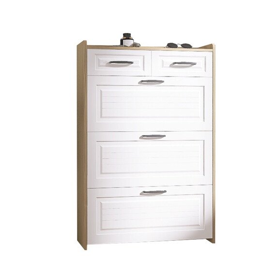 White +Oak Color shoe cabinet with 3 doors 2 drawe...