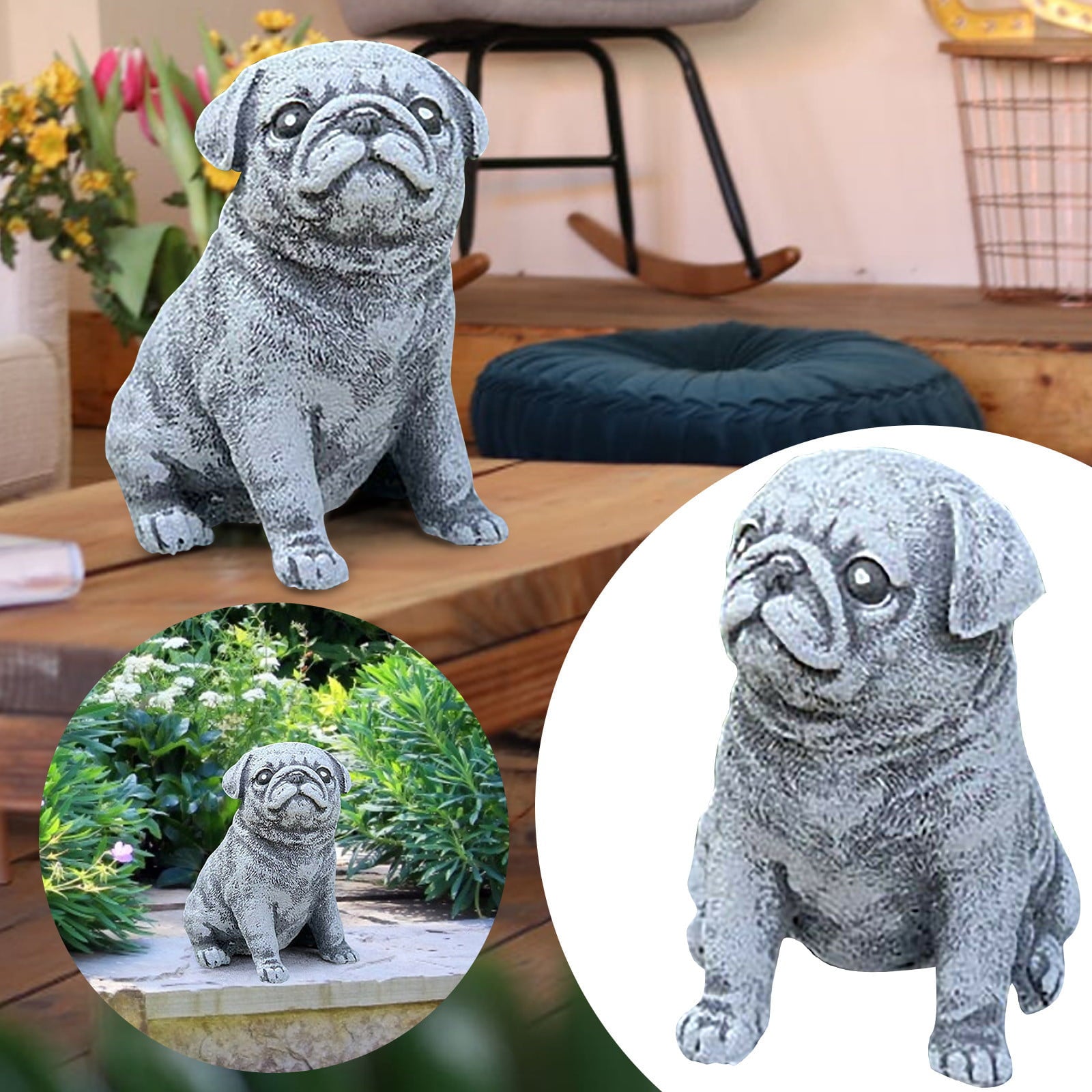 Statue Garden Decor Pug Statue Garden Decor Resin Crafts Dog Figurines