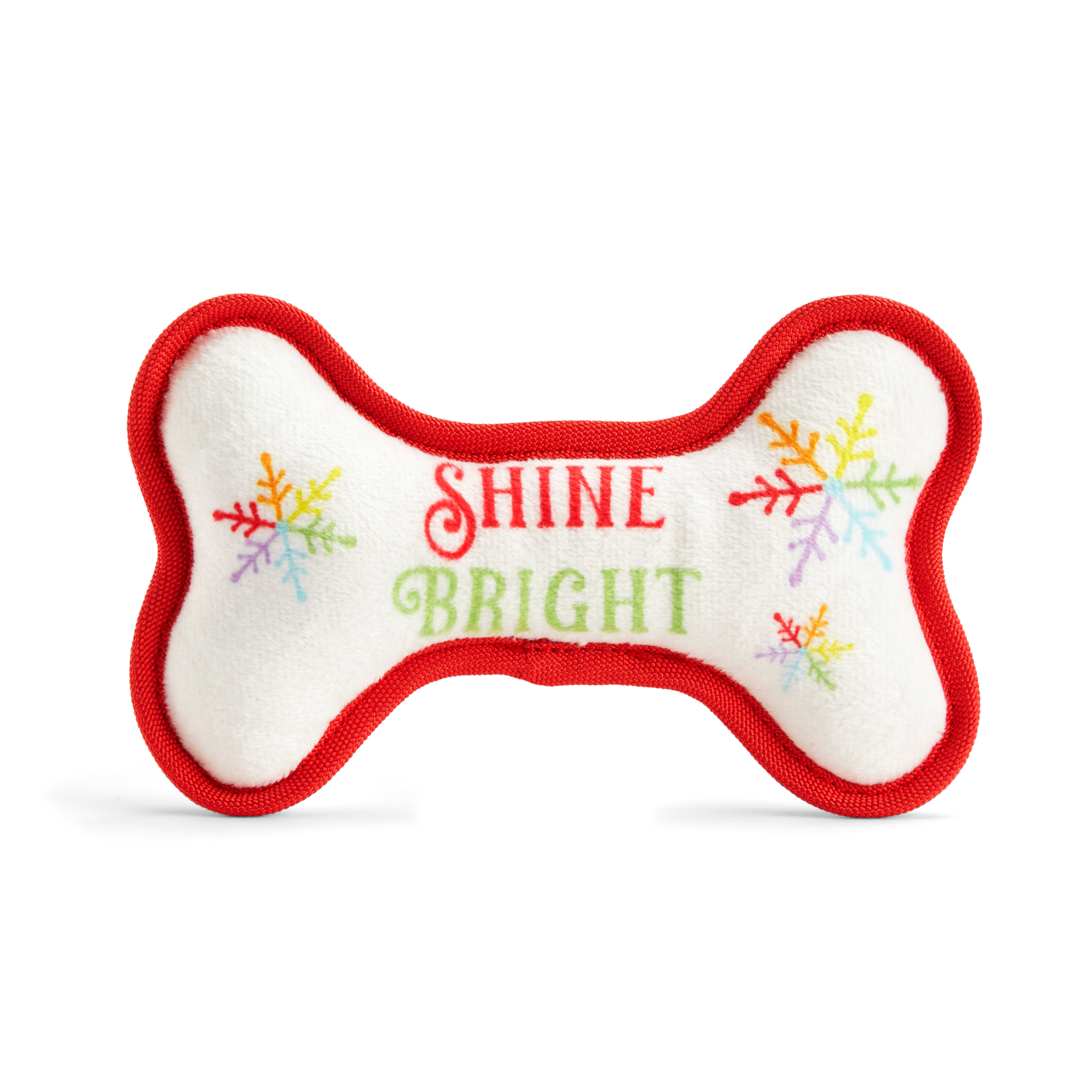 More and Merrier Plush Shine Bright Bone Dog Toy， Small