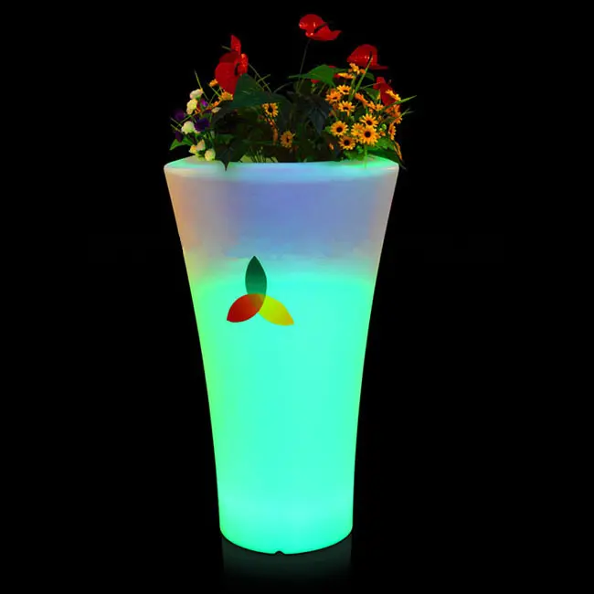Christmas Garden Decoration Plastic Led Cone Shape Flower Pant Pot For Events Party
